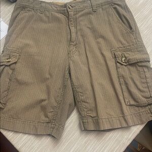 MENS Cargo Shorts 36 Tan/Beige Vertical Stripe George & Martha